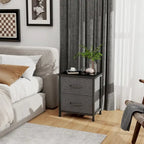Nightstand, 2 Drawer Dresser Night Stand, End Table with Fabric Bins for Bedroom, Closet, Entryway, College Dorm