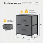 Nightstand, 2 Drawer Dresser Night Stand, End Table with Fabric Bins for Bedroom, Closet, Entryway, College Dorm