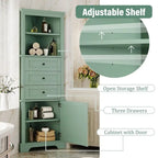 Triangle Tall Cabinet with Drawers and Adjustable Shelves