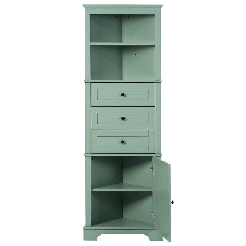 Triangle Tall Cabinet with Drawers and Adjustable Shelves