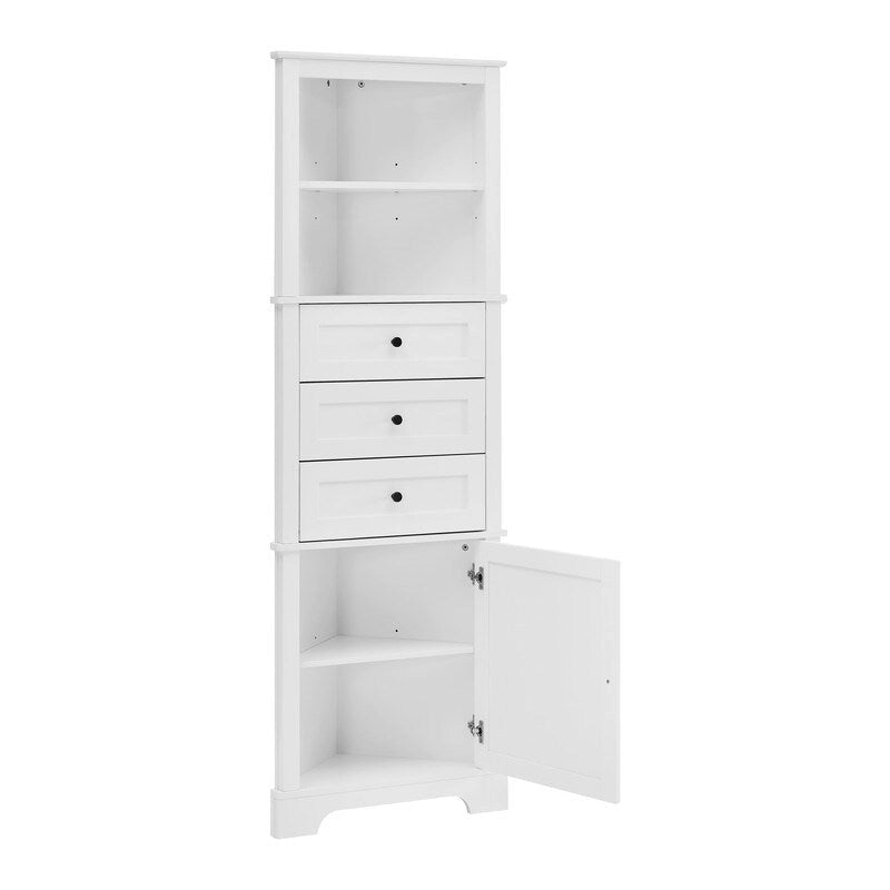 Triangle Tall Cabinet with Drawers and Adjustable Shelves
