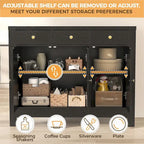 Kitchen Sideboard Buffet Storage Cabinet Coffee Bar Cabinet Pantry with 3 Drawers and Adjustable shelf