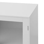 2-Glass Door Bathroom Cabinet, Modern White Cupboard Storage Organizer with Adjustable Shelf - 27 W x 32 H x 15 D