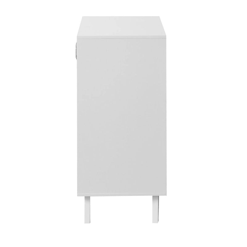 2-Glass Door Bathroom Cabinet, Modern White Cupboard Storage Organizer with Adjustable Shelf - 27 W x 32 H x 15 D
