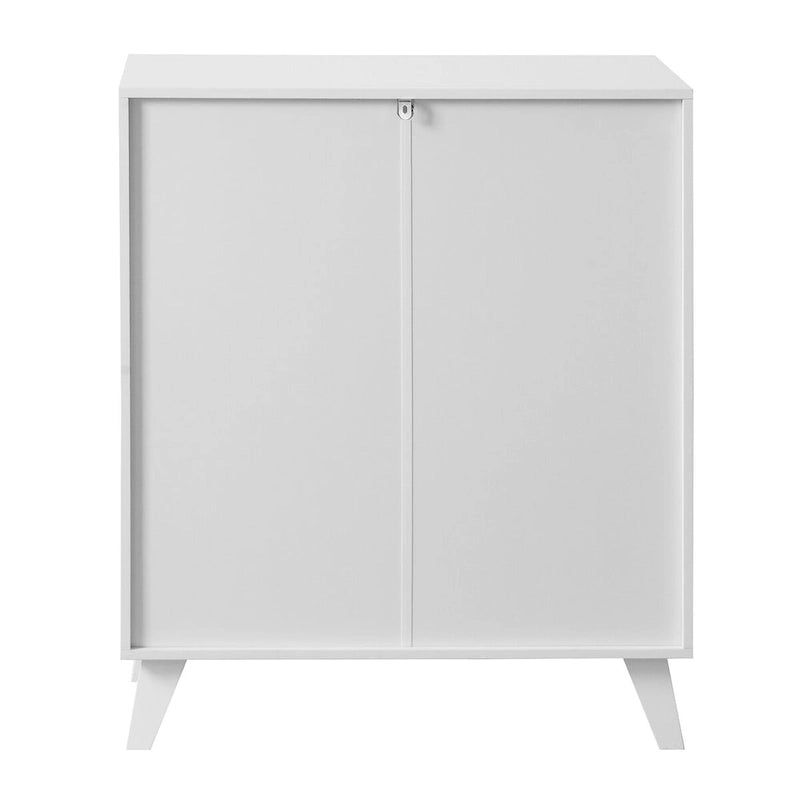 2-Glass Door Bathroom Cabinet, Modern White Cupboard Storage Organizer with Adjustable Shelf - 27 W x 32 H x 15 D