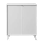 2-Glass Door Bathroom Cabinet, Modern White Cupboard Storage Organizer with Adjustable Shelf - 27 W x 32 H x 15 D