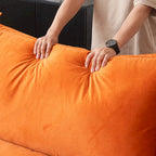 U-shaped Velvet Cloud Sectional Sofa, Down Feather Wide Deep Seat Convertible Couch with 2 Storage Ottomans.