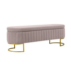 Sara Mid-Century Modern Upholstered Storage Bench Internal Grid With Metal Legs by HULALA HOME