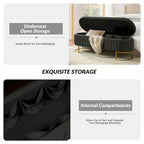 Sara Mid-Century Modern Upholstered Storage Bench Internal Grid With Metal Legs by HULALA HOME