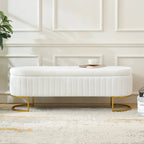 Sara Mid-Century Modern Upholstered Storage Bench Internal Grid With Metal Legs by HULALA HOME