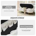 Sara Mid-Century Modern Upholstered Storage Bench Internal Grid With Metal Legs by HULALA HOME