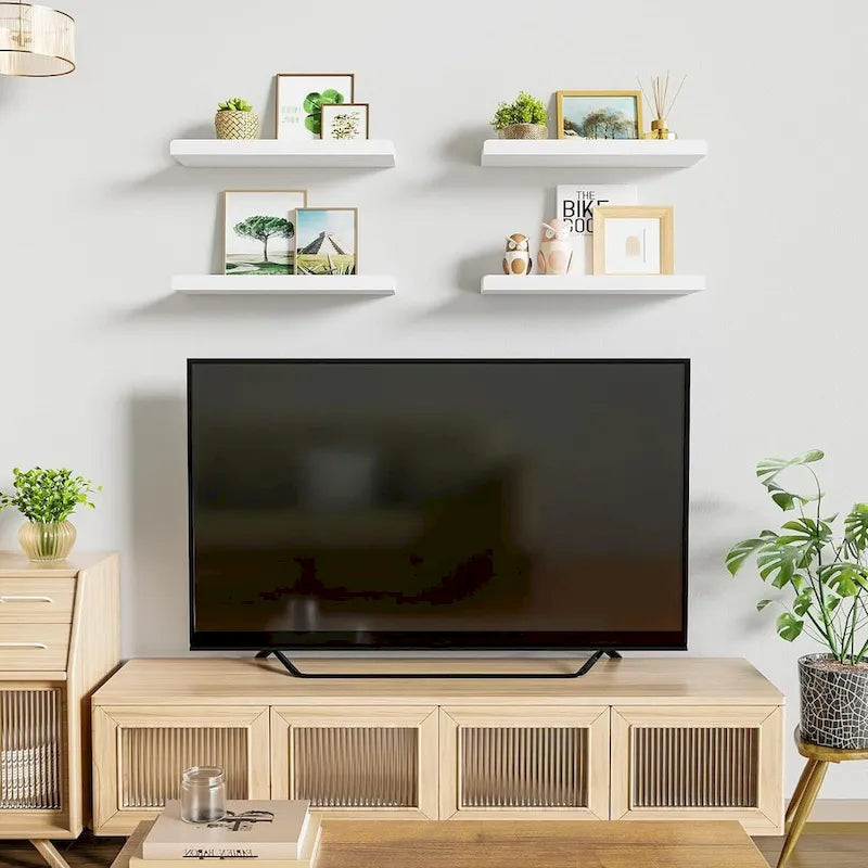 white Floating Shelves for Wall Set of 4, ,15.6 Inch
