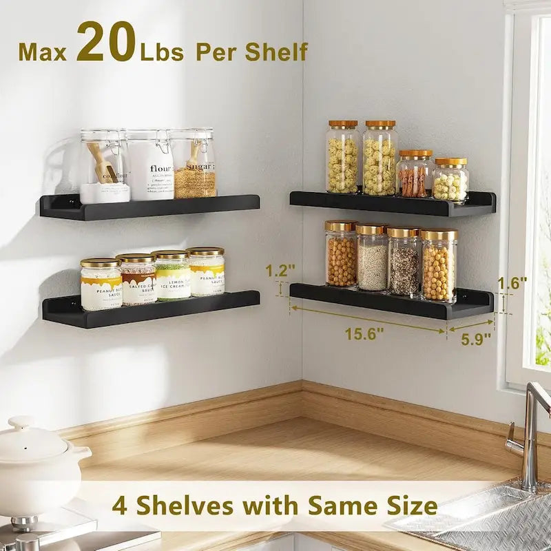 white Floating Shelves for Wall Set of 4, ,15.6 Inch