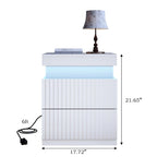 JASIWAY LED Night Stand Bedside Table with Charging Station- Set of 2