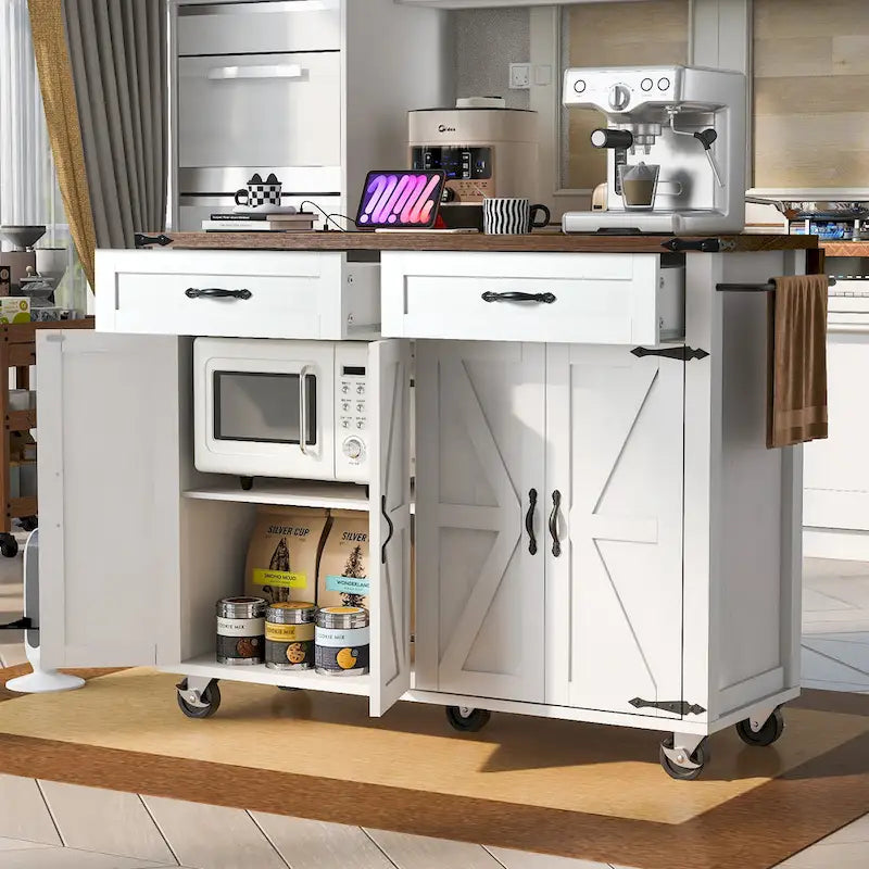 53.5Farmhouse Kitchen Island with Power Outlet