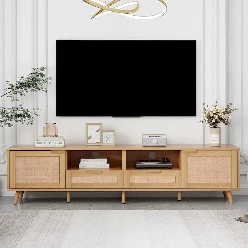 Rattan TV Stand for TVs up to 85