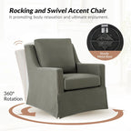 Stan Farmhouse Slipcover Rocking Swivel Chair Set of 2 by HULALA HOME