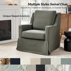 Stan Farmhouse Slipcover Rocking Swivel Chair Set of 2 by HULALA HOME