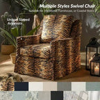 Stan Farmhouse Slipcover Rocking Swivel Chair Set of 2 by HULALA HOME