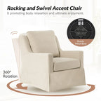 Stan Farmhouse Slipcover Rocking Swivel Chair Set of 2 by HULALA HOME