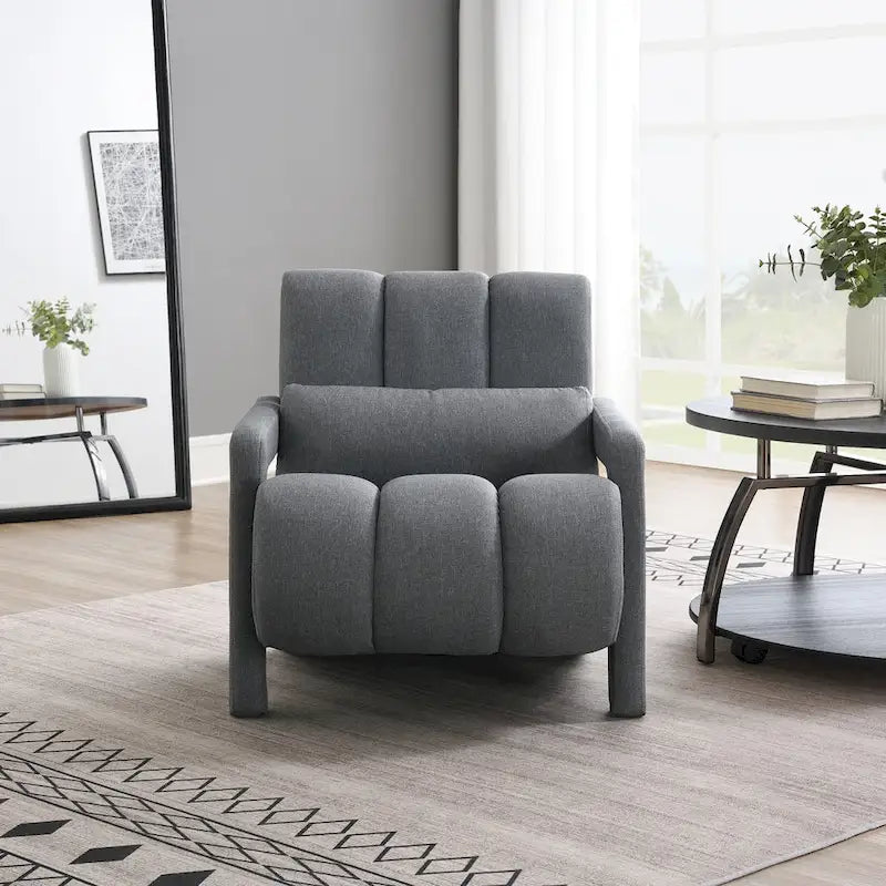 Modern Linen Upholstered Accent Chair with 1 Pillow, Set of 1