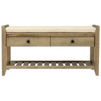 Shoe Rack with Cushioned Seat and Drawers, Multipurpose Entryway Storage Bench