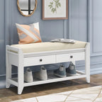 Shoe Rack with Cushioned Seat and Drawers, Multipurpose Entryway Storage Bench