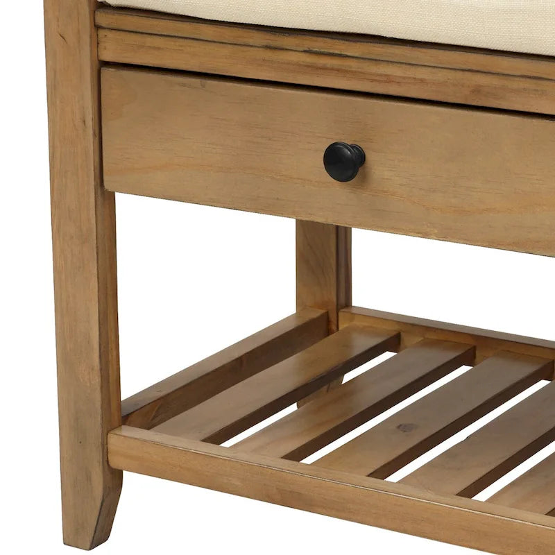 Shoe Rack with Cushioned Seat and Drawers, Multipurpose Entryway Storage Bench