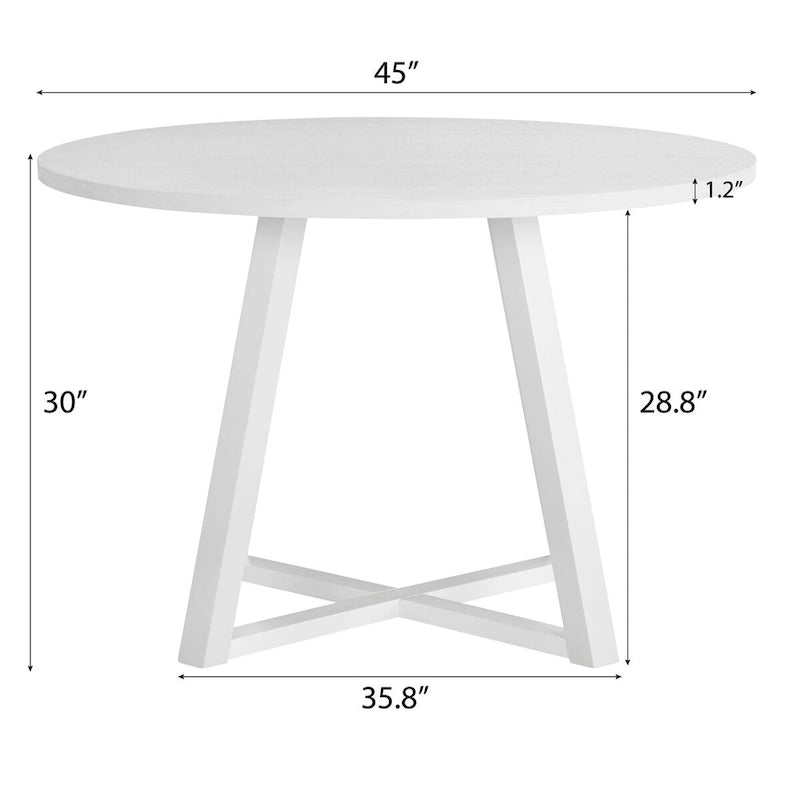 Roundhill Furniture Evatt 5-Piece Round Dining Set, Trestle Round Table with 4 Stylish Chairs
