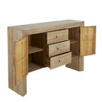 Wood Storage Cabinet 2 Door and 3 Drawer Sideboard with Natural Wood Grains - Brown - Roche River Decor