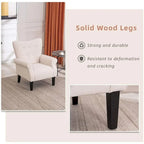 EROMMY Wingback Accent Chair, High-Back Upholstered Fabric Chair with Wooden Legs, Off-White