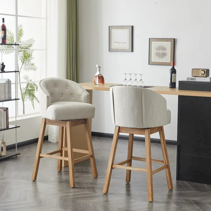 Moore Modern Rubberwood Swivel 33.25-Inch Barstool (set of 2)