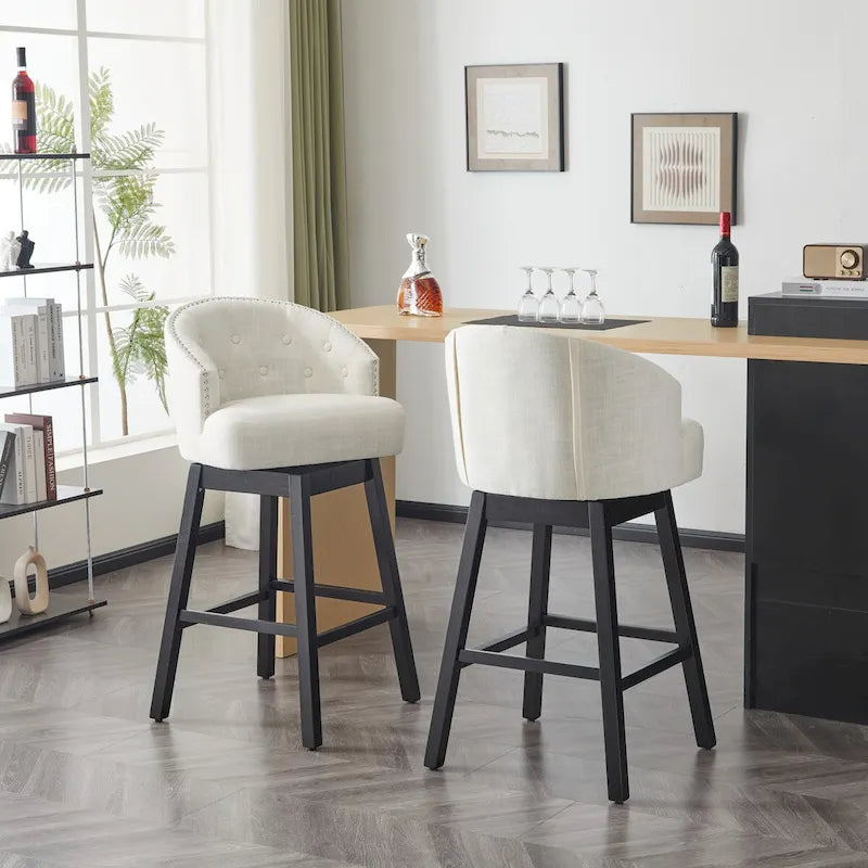 Moore Modern Rubberwood Swivel 33.25-Inch Barstool (set of 2)