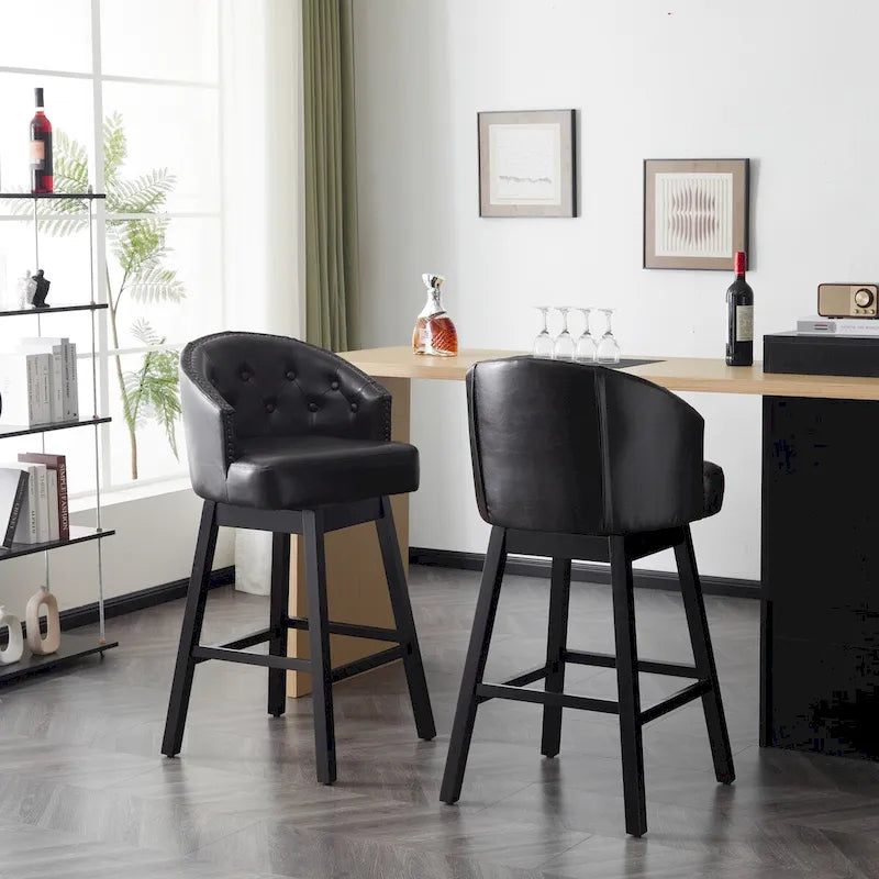 Moore Modern Rubberwood Swivel 33.25-Inch Barstool (set of 2)