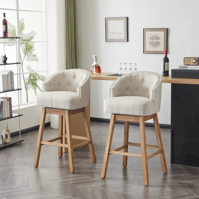 Moore Modern Rubberwood Swivel 33.25-Inch Barstool (set of 2)