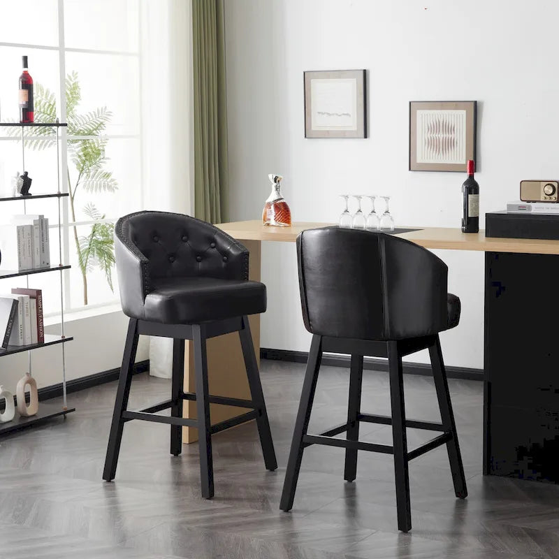 Moore Modern Rubberwood Swivel 33.25-Inch Barstool (set of 2)