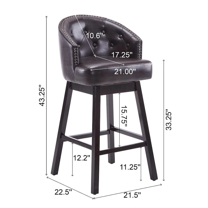 Moore Modern Rubberwood Swivel 33.25-Inch Barstool (set of 2)