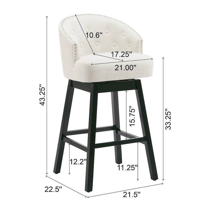 Moore Modern Rubberwood Swivel 33.25-Inch Barstool (set of 2)