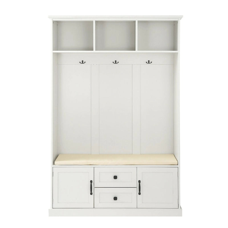 Classic Hall Tree with 3 Hooks,Coat Hanger,Storage Bench for Entrance,Hallway