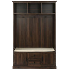 Classic Hall Tree with 3 Hooks,Coat Hanger,Storage Bench for Entrance,Hallway