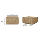 Square Wooden Coffee Table, Brown - 31.5 X 31.5 X 16