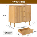 3 Drawer Dresser Storage Dresser Chest of Drawers with Waveform Panel Wood