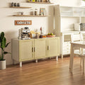 Sideboard Buffet Cabinet, Kitchen Cabinet, Coffee Bar Cabinet with 3 Rattan Doors and Adjustable Shelves