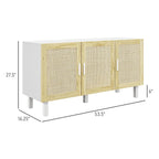 Sideboard Buffet Cabinet, Kitchen Cabinet, Coffee Bar Cabinet with 3 Rattan Doors and Adjustable Shelves
