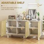 Sideboard Buffet Cabinet, Kitchen Cabinet, Coffee Bar Cabinet with 3 Rattan Doors and Adjustable Shelves